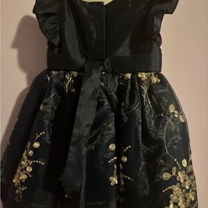Laura Ashley Black Dress with Gold Embroidery